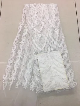

Best African Lace Fabric 2017 White Embroidered Nigerian Laces Fabric Bridal High Quality French Tulle Lace Fabric For Women