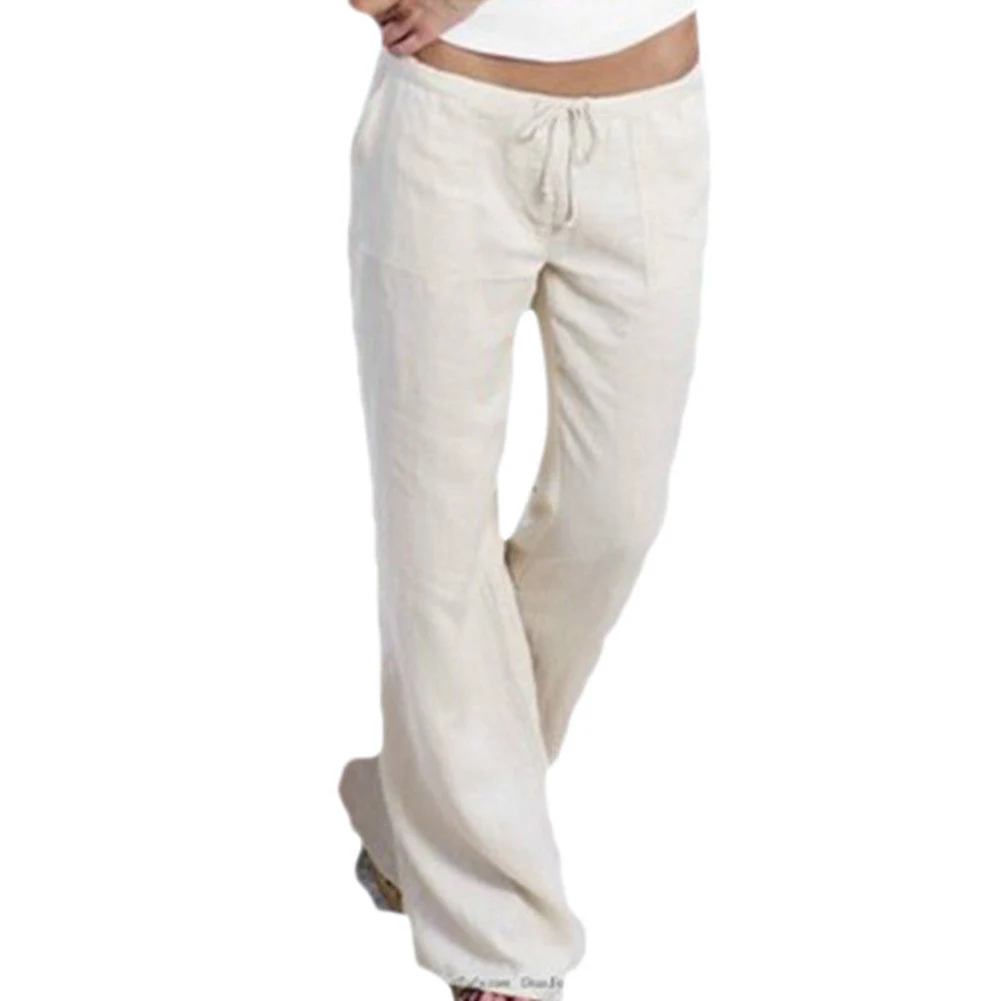 

YJSFG HOUSE Ladies Women Pants Casual Trousers Summer Pants Elasticated Waist Bottoms Beach Plus Size Wide Leg Pants Home