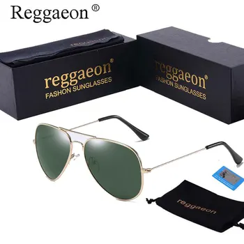 

Raggaeon sunglasses Polarized 2018 man women pilot sun glasses metal frame sliver mirror 62mm lens 3026 green G15