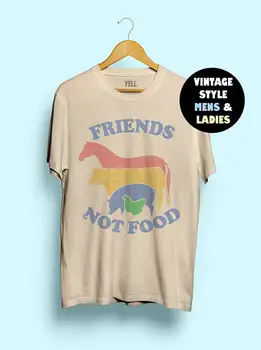 

Hillbilly Friends Not Food Cotton T-shirt Vintage Tshirt Tee Gift for Vegan Shirt Vegetarian Natural Cute Hippie 80s 90s Tops