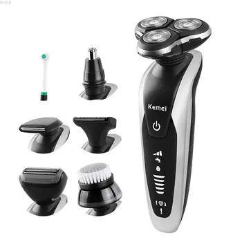 

KM-8867 Electric Personal Care 7-in-1 Grooming Kit Rechargeable Waterproof Electric Shaving Set Razor Head Nose and Ear Trimmer