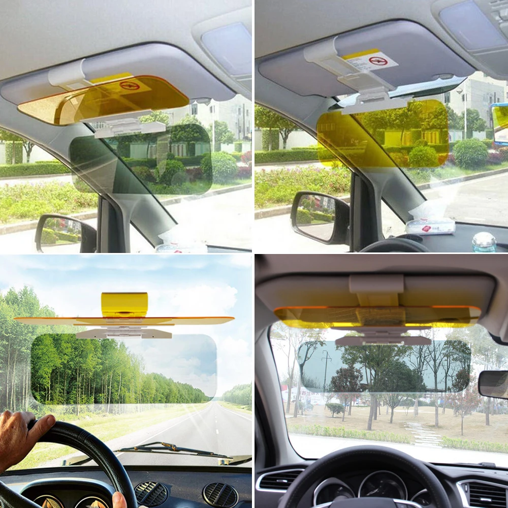 runmade Car Sun Visor Day and Night Shade Windshield Anti-Glare Blocker HD Driving Visor Glare Sun Shield Tinted Extension