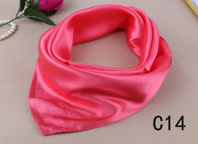 [Lakysilk] Атласный Женский шарф для волос, квадратный сплошной хиджаб, шарфы, шали для шеи, Женские аксессуары для головы, розовая бандана для женщин