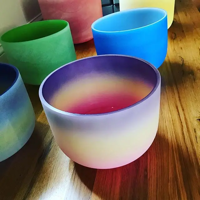 

12 Inch Rainbow Color Frosted Crystal Singing Bowl for Chakra Balancing/Yoga/Meditation