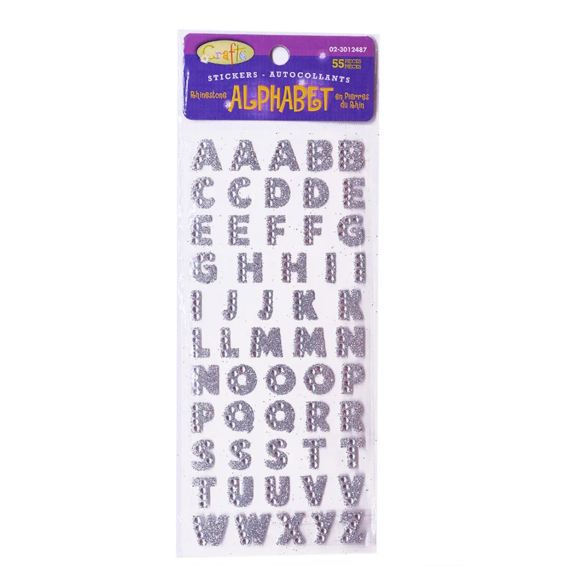 1 Sheet Glitter Alphabet Letter RhinestonesStickers Self Adhesive Gold/silver Words Stick On Scrapbooking DIY Handmade Book Deco