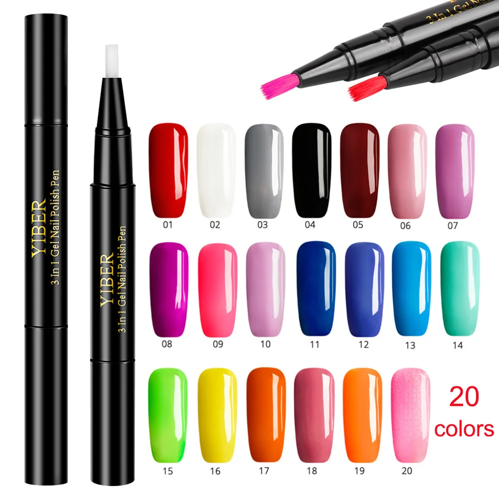 

One Step Nail Gel Polish Pen UV Manicure Nail Gel Varnish Pen Nails Art Pencil 20 Colors Optional Solid Nail Gel Polish Pen