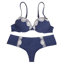 Victoria’s Masquerade Women’s Push Up Bra Set Lolita Girls’ Embroidery Moulded Cup Multifnctional Straps Matching G-String