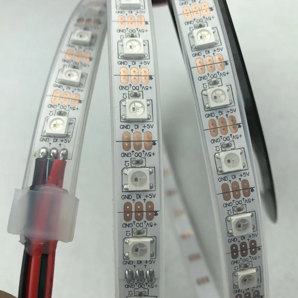 Светодиодные пиксели srip 4m DC5V WS2812B IP68 60 шт. WS2812B/M с пикселями Белая печатная плата в