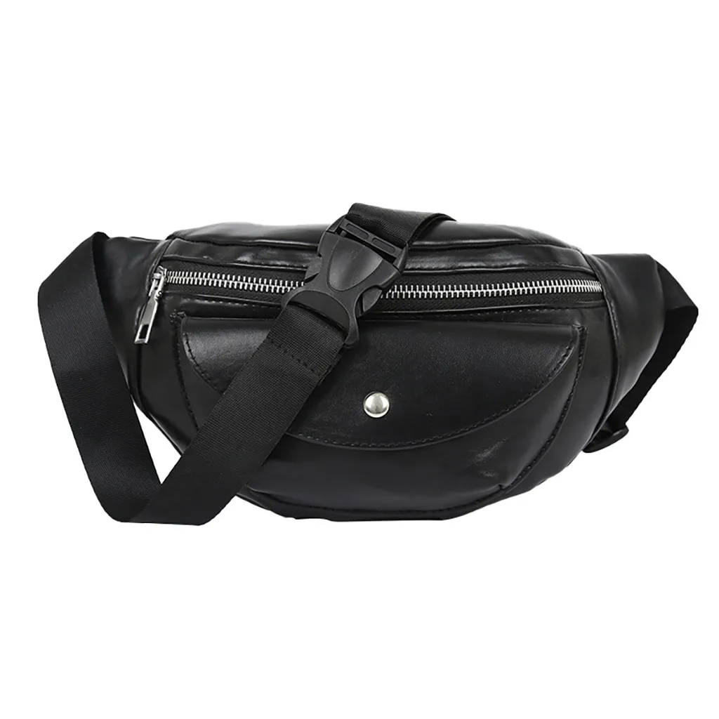 Стильная Кожаная поясная сумка в стиле Харадзюку, Повседневная Водонепроницаемая Противоугонная сумка для женщин, для прогулок, на груди, для телефона, Сумка с ремнем, многофункциональная сумка - Цвет: Черный