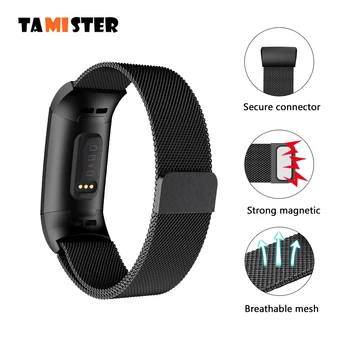 

Wristband for Fitbit Charge 4 Stainless Steel Milanese Magnetic Loop Band Strap for Fitbit Charge 3 Watch Strap Accessories