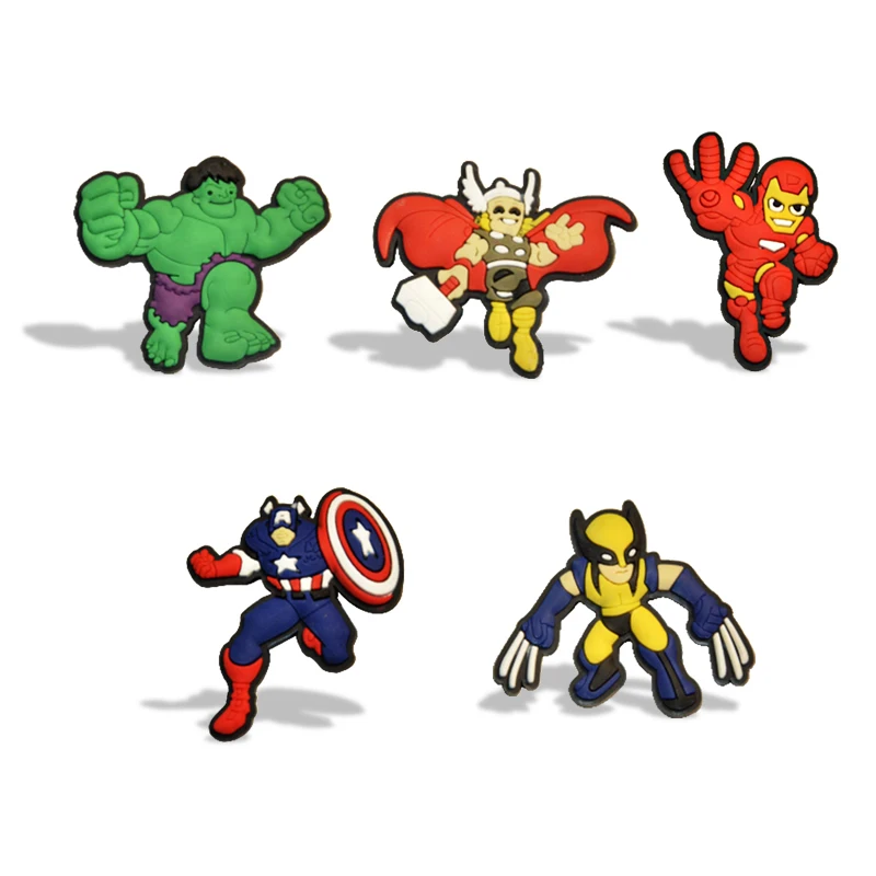 

5-11PCS Avengers Iron Man Captain America Thor Hulk Mixed Cartoon PVC Fridge Magnets Gifts Party Favor Fashion Jewelry Brooches