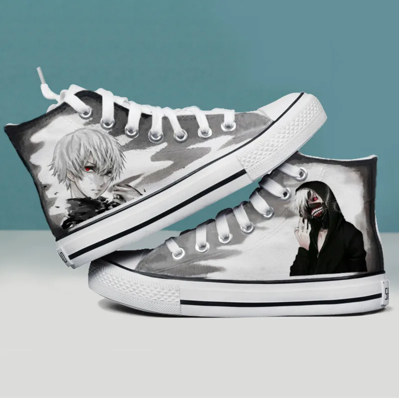 

Women Tokyo Ghoul Cosplay Canvas Shoes Casual Hand Painted High-Top Shoes size 43 Kaneki Ken Student style Sneakers X9092