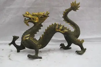 

Chinese Royal Fengshui Bronze Copper Gild LuckyFly Dragon Statue