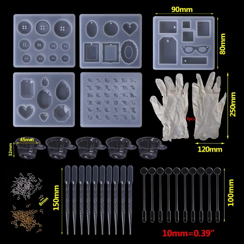 1 комплект Смола каучуковый комплект DIY ювелирных изделий Инструменты одноразовые перчатки силиконовые формы Diamond Кулон ожерелье ручной
