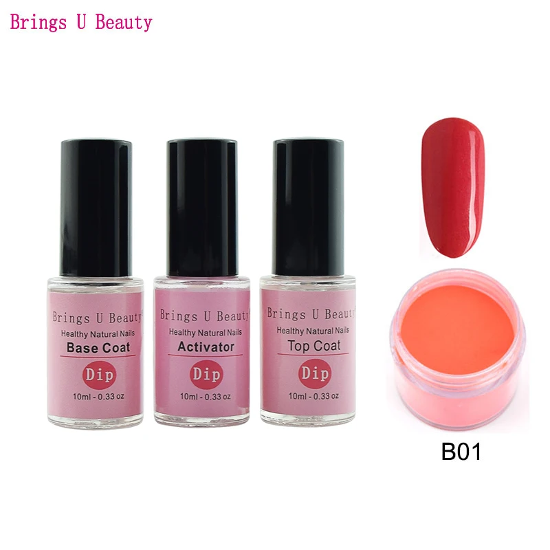 

Dip System 4-in-1 Value Kit 18g/Box+10ml Base Top Coat Activator Easy to Use Nail Dipping Powder Starter Kit Color No.1-25