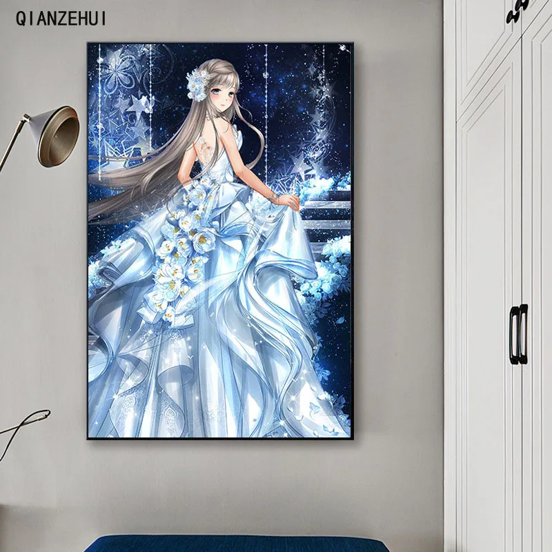 

QIANZEHUI,DIY Diamond Embroidery,Round Diamond Cartoon girl princess Full embroider Diamond painting cross stitch,needlework