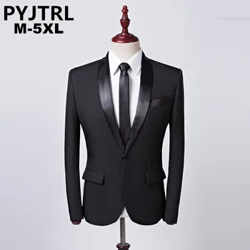 

PYJTRL Brand Casual Mens Black Suit Jacket Banquet Party Wedding Groomsman Business Blazer Masculino Stage Costumes For Singers
