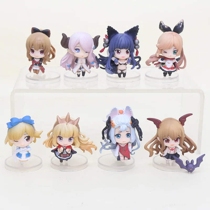 

8pcs/set Granblue Fantasy Crystalia Lily Lo Mary Lyria Karakore DX Cagliostro Vira Zeta PVC Action Figures toy 5cm