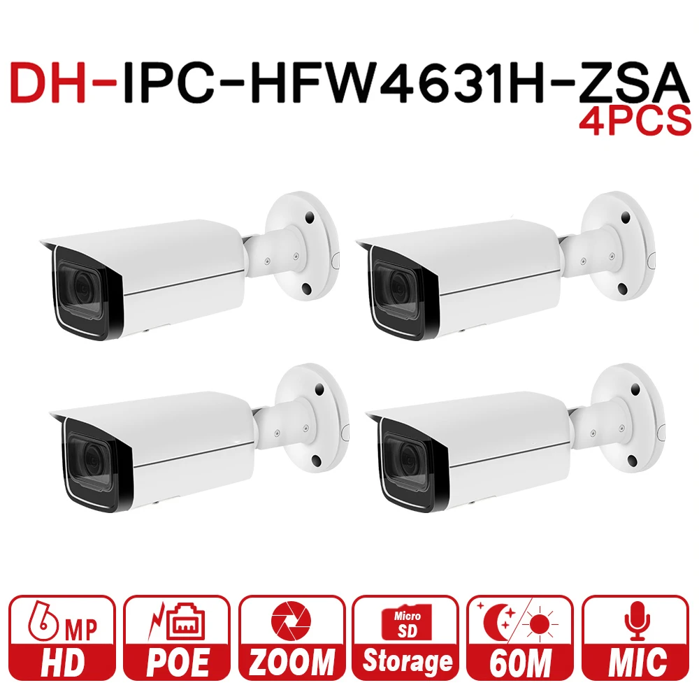 

DH 6MP IP Camera IPC-HFW4631H-ZSA Upgrade From IPC-HFW4431R-Z 4Pcs/lot With Build In Microphone SD Card Slot PoE Camera 6MP