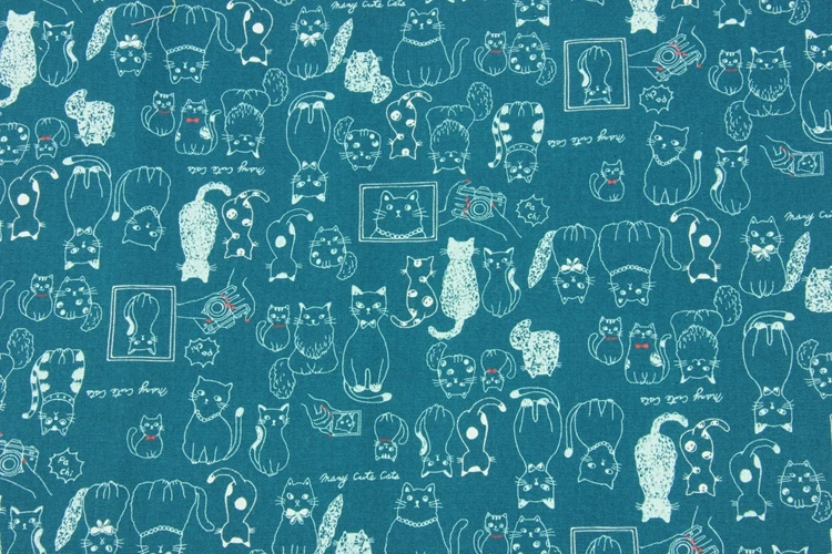 Половина ярда утолщаются хлопчатобумажная ткань с рисунком кота, ручная работа DIY лоскутное мешок одежды платье Ткань хлопок B32