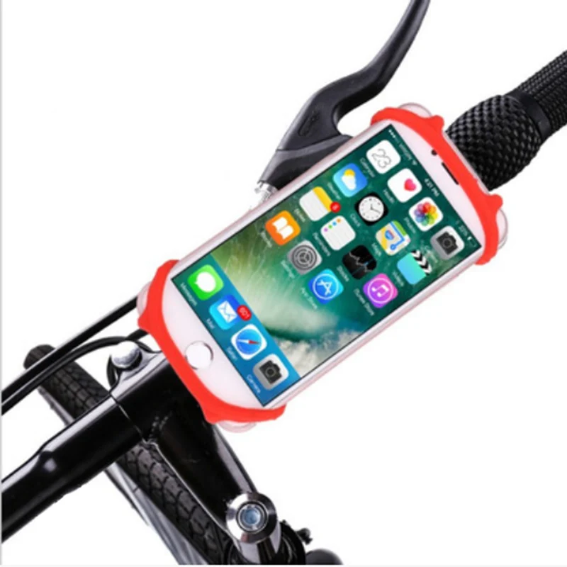 Ударопрочный устойчивый эластичный держатель для мобильного телефона для велосипеда Xiaomi huawei iPhone 6S 7 X - Цвет: Красный