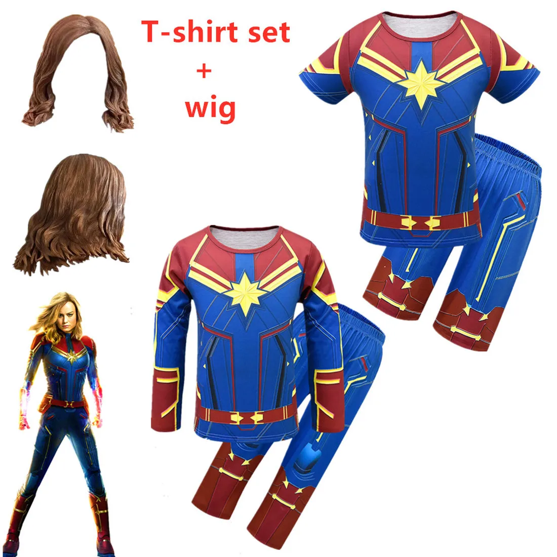 

New Captain Marvel Cosplay Costume Avengers 4 Marvel movie girl halloween costume for kids Cosplay Carol Danvers Children's Sets