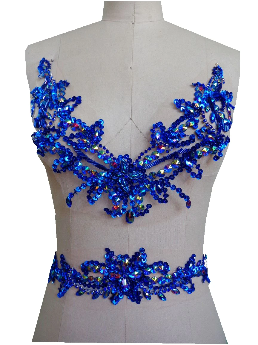 A91 Pure Hand Made Deep Blue Sew On Rhinestones Applique Crystals ...