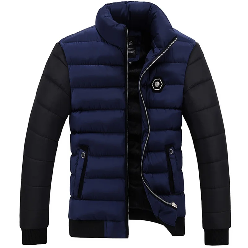New 2018 Brand Winter Jacket Men Thick Warm Down Mens Outerwear Zippers Parka Solid Puffer Coat 8809# | Мужская одежда