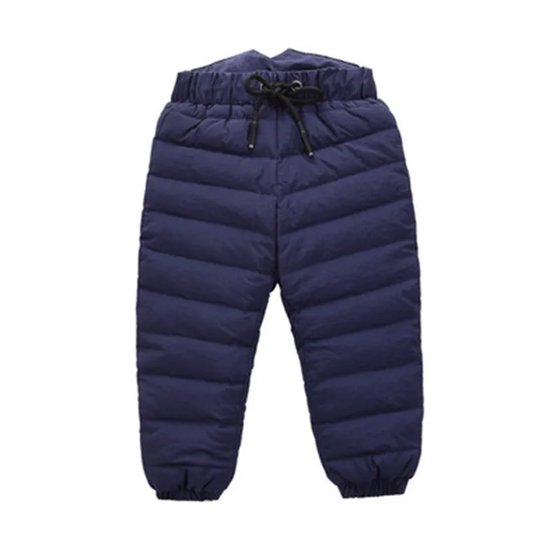CROAL chery/пуховые штаны для мальчиков и девочек 80-130 см зимняя одежда для маленьких девочек плотные Водонепроницаемые Детские теплые штаны с высокой талией - Цвет: Синий