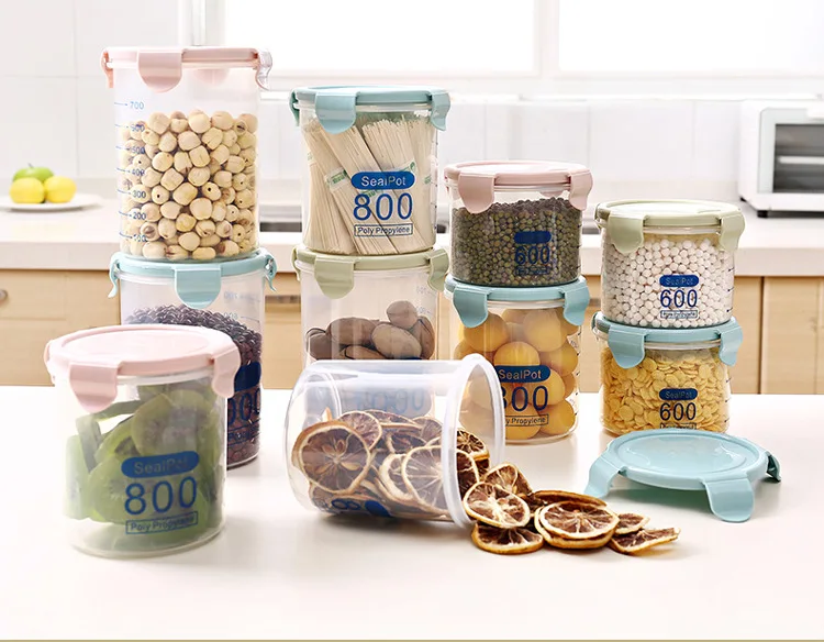 Кухонные прозрачные запечатанные банки, пластиковые коробки для хранения зерна, контейнер для еды, банки для хранения молока, порошковые банки