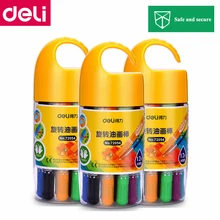 Deli Цветные Восковые Мелки безопасная Водорастворимая моющаяся масляные краски, кисть вращающаяся ядро Студенческая живопись граффити стержень цветной карандаш