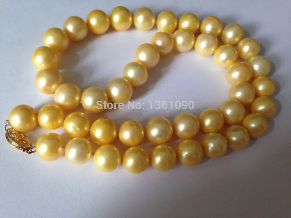 

bjc 000463 perfect 10-11mm Australian south sea gold pearl necklace (C0309)
