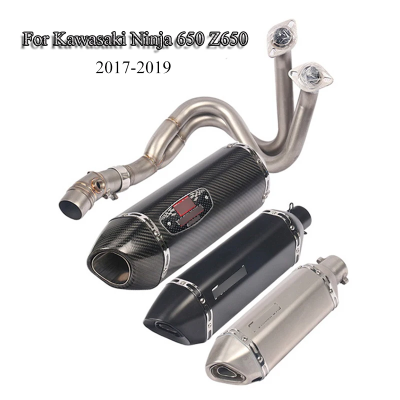 Ninja 650 Z650 Exhaust System Muffler Pipe Front Link Connect Pipe Whole Set Tube For Kawasaki Ninja 650 Z650 2017-2019 Slip On Ninja 650 Z650 Exhaust System Muffler Pipe Front Link Connect Pipe Whole Set Tube For Kawasaki Ninja 650 Z650 2017-2019 Slip On