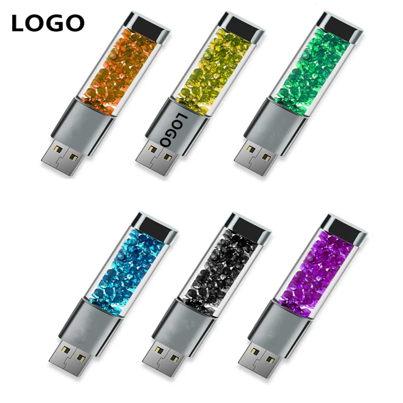 Fashion Real Capacity Usb Flash Drive 32GB 64GB Crystal Pen Drive 16GB Usb Stick 8GB Pendrive Memory Stick U Disk Custom Logo 2