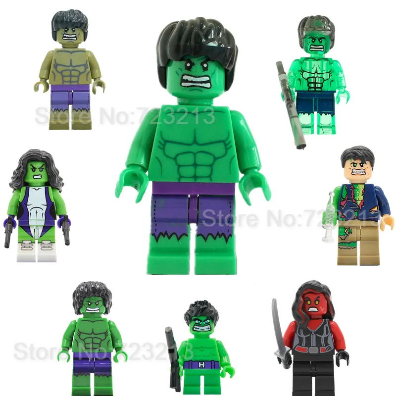 

Hulk Super Hero Single Sale Bruce Banner Legoingly Red She-Hulk Marvel The Avengers Building Blocks Sets Model Figure Toys