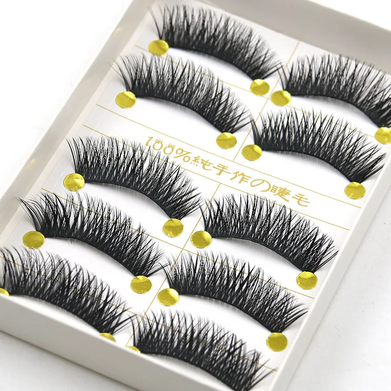 

YOKPN Black Cotton Stalk Cross Fake Eyelashes Natural Makeup False Eyelashes Thick Messy Multilayer Soft Handmade Lashes