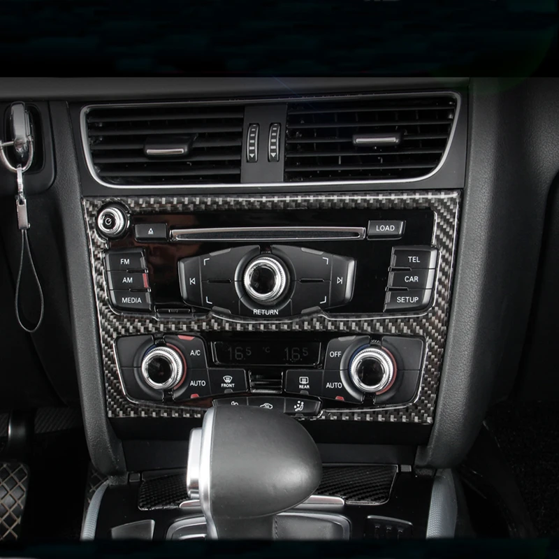 

For Audi A4 B8 A5 Q5 Carbon fiber Interior Control CD Panel Cover Trim Air conditioning Outlet Frame Decoration Trim Accessories