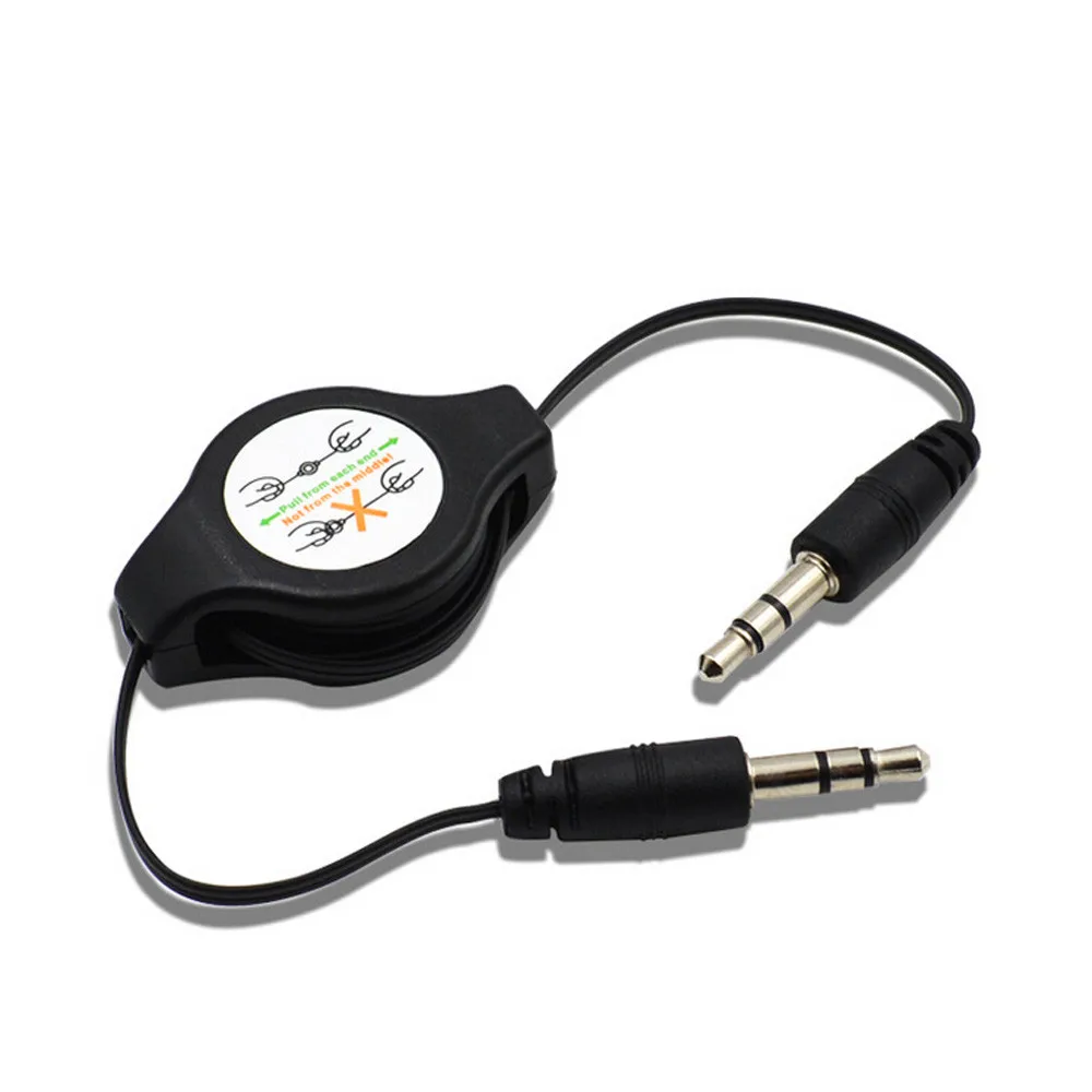 

High Quality Retractable 3.5mm Gold Auxiliary Audio Extension Cable Male to Male Cable Drop Shipping l1210#2