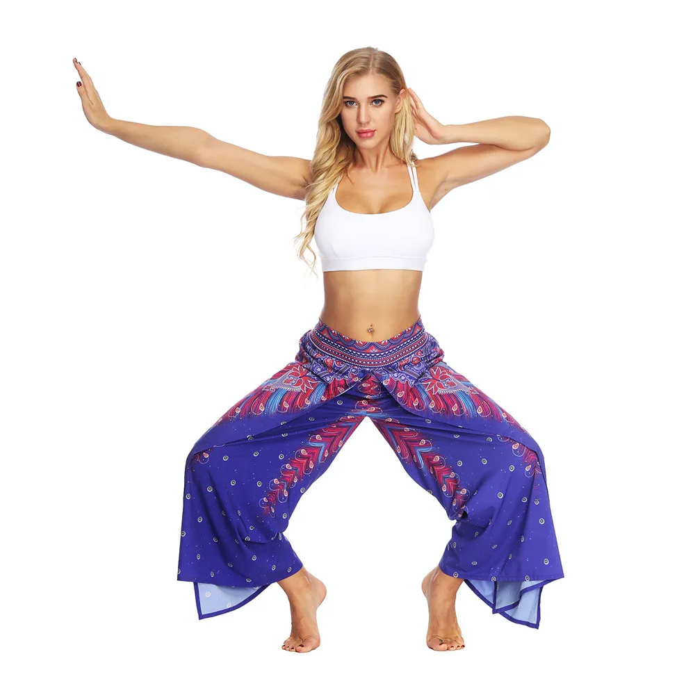 Women Casual Summer Loose Yoga Trousers Baggy Boho Aladdin Jumpsuit Harem Pants women leggings sport fitness