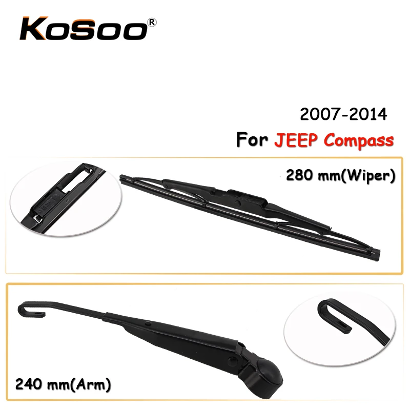 

KOSOO Auto Rear Car Wiper Blade For JEEP Compass,280mm 2007-2014 Rear Windshield Wiper Blades Arm,Car Accessories Styling