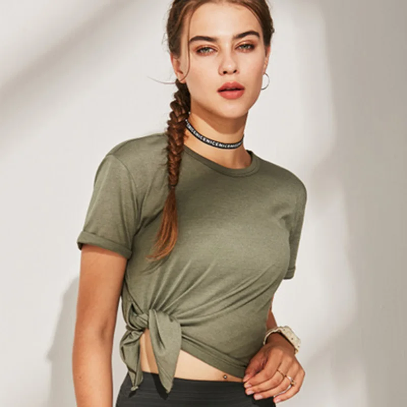 

Fitness Top Women's Sports Shirt Dry Fit Shirts Seamless CropTop Female T-Shirt Sport Wear For Women Gym Breathable Yoga Shirts
