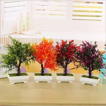 

Hot Sale Creative Platic Artificial plant potted bonsai fake flower plant trees for wedding christmas home decoration