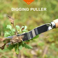 עץ ידית 2 סוגי ראשי ידני Weeder עץ ידית מתכת מזלג שתיל Transplanter כלי חפירה לנכש פולר לגינה (3)