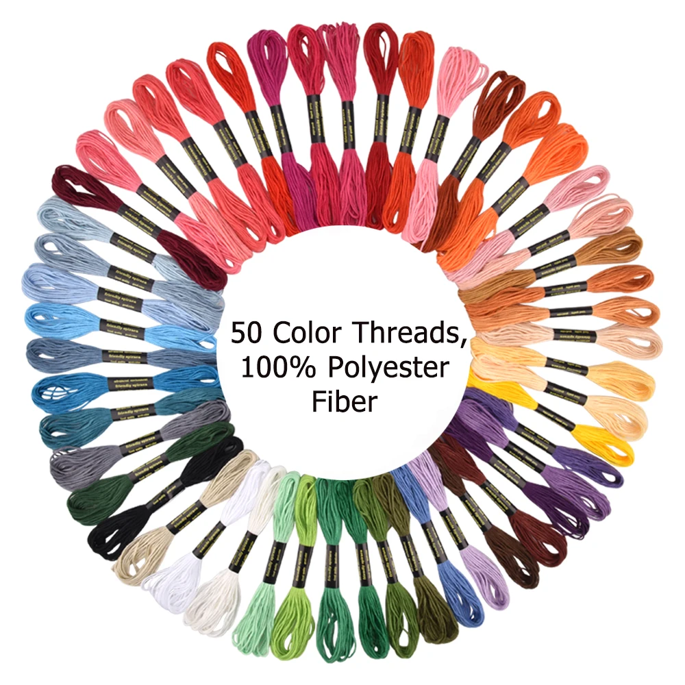 

50/Bag Cross Stitch Thread Kit 6 Strand Crossstitch Floss Threads Cross Floss Stitch Thread Embroidery Sewing Skein Craft Supply