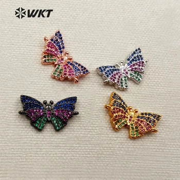 

MC244 WKT Small Tiny Colorful CZ Micro Pave Butterfly Shape In Four Color Exquisite Connector For Jewelry Design Findings