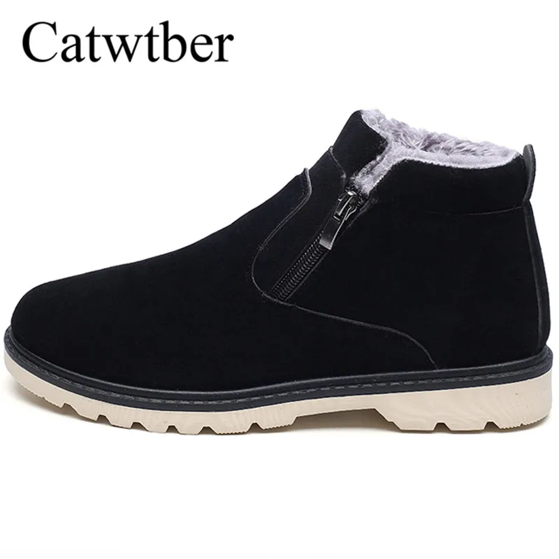 

Catwtber New Men Boots Winter With Fur 2018 Warm Snow Boots Men Winter Boots Work Shoes Men Footwear Fashion Rubber Ankle Shoes