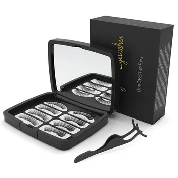 

8 pcs Magnetic eyelashes 3 magnets for party handmade 3D magnet lashes natural false eyelash comfortable with Gift Box Tweezers