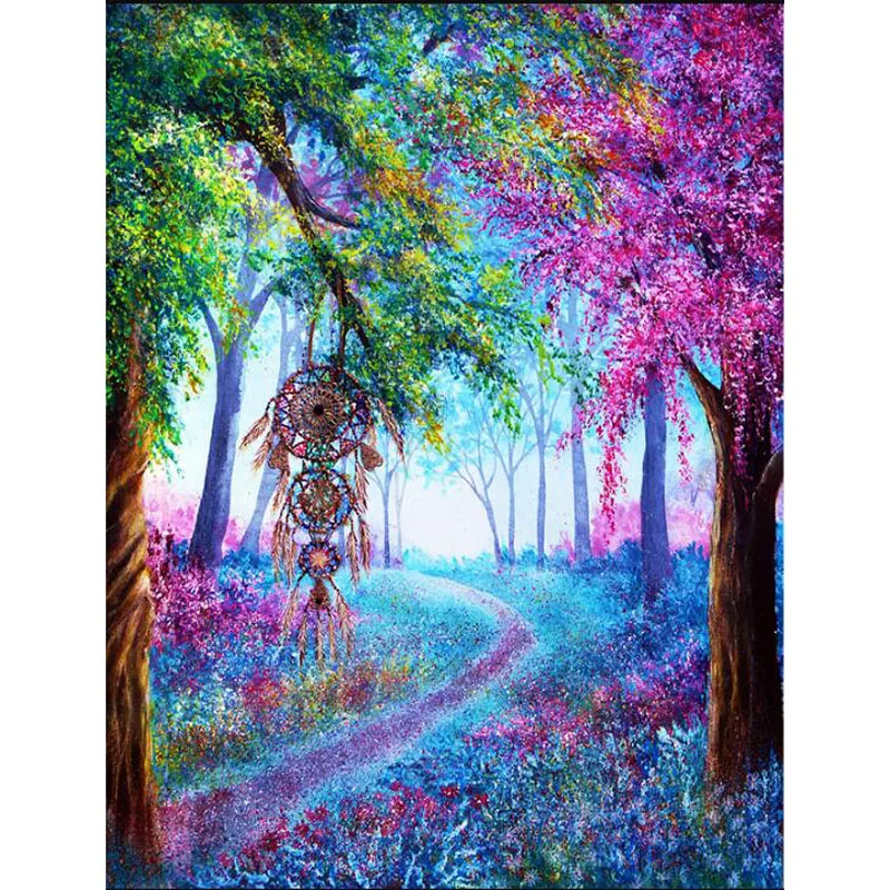 

YUMEART Diamond Mosaic Cross Stitch Kits Dream Catcher Colorful Wonderland Diamond Embroidery Full Diamond Painting Home Decor
