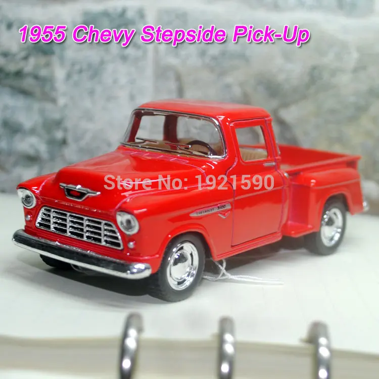 YJ KT 1/32 Scale, игрушки для автомобиля с оттягиванием, США 1955, Chevy Stepside, пикап, литая металлическая модель автомобиля, игрушка для подарка/коллекции/детей