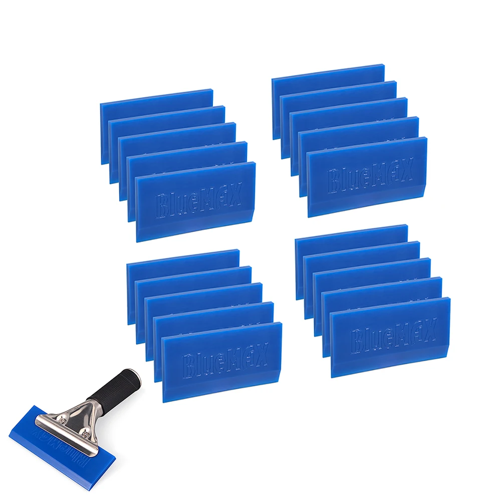 EHDIS 20pcs BLUEMAX Spare Blade For Rubber Handle Squeegee Vinyl Film Car Wrap Ice Scraper Window Tint Tools Car Sticker Remover